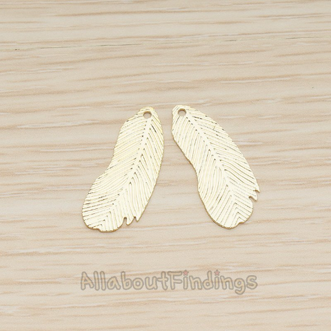 PD.1254-01 // Stamped Texture Oval Feather Pendant, 2 Pc