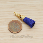 PD.1257-01 // Silk Gold Plated Textured Corn Top Tassel Pendant, 2 Pc