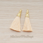 PD.1257-02 // Silk Gold Plated Textured Corn Top Longer Tassel Pendant, 2 Pc