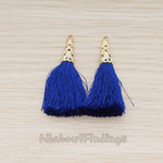 PD.1257-02 // Silk Gold Plated Textured Corn Top Longer Tassel Pendant, 2 Pc