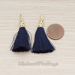 PD.1257-02 // Silk Gold Plated Textured Corn Top Longer Tassel Pendant, 2 Pc