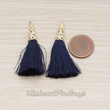 PD.1257-02 // Silk Gold Plated Textured Corn Top Longer Tassel Pendant, 2 Pc