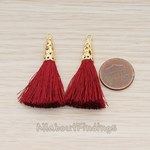 PD.1257-02 // Silk Gold Plated Textured Corn Top Longer Tassel Pendant, 2 Pc