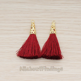 PD.1257-02 // Silk Gold Plated Textured Corn Top Longer Tassel Pendant, 2 Pc