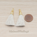 PD.1257-02 // Silk Gold Plated Textured Corn Top Longer Tassel Pendant, 2 Pc