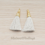 PD.1257-02 // Silk Gold Plated Textured Corn Top Longer Tassel Pendant, 2 Pc