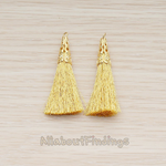 PD.1257-02 // Silk Gold Plated Textured Corn Top Longer Tassel Pendant, 2 Pc