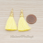 PD.1257-02 // Silk Gold Plated Textured Corn Top Longer Tassel Pendant, 2 Pc