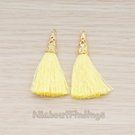 PD.1257-02 // Silk Gold Plated Textured Corn Top Longer Tassel Pendant, 2 Pc