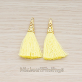 PD.1257-02 // Silk Gold Plated Textured Corn Top Longer Tassel Pendant, 2 Pc