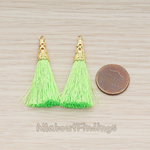 PD.1257-02 // Silk Gold Plated Textured Corn Top Longer Tassel Pendant, 2 Pc