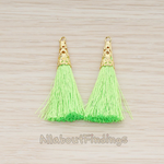 PD.1257-02 // Silk Gold Plated Textured Corn Top Longer Tassel Pendant, 2 Pc