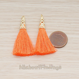 PD.1257-02 // Silk Gold Plated Textured Corn Top Longer Tassel Pendant, 2 Pc