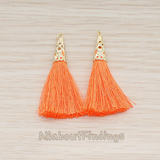 PD.1257-02 // Silk Gold Plated Textured Corn Top Longer Tassel Pendant, 2 Pc