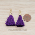 PD.1257-02 // Silk Gold Plated Textured Corn Top Longer Tassel Pendant, 2 Pc