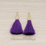 PD.1257-02 // Silk Gold Plated Textured Corn Top Longer Tassel Pendant, 2 Pc