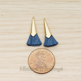 PD.1259-01 // Silk Gold Plated Simple Corn Top Small Tassel Pendant, 2 Pc