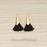 PD.1259-01 // Silk Gold Plated Simple Corn Top Small Tassel Pendant, 2 Pc