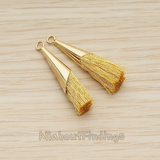 PD.1259-02 // Silk Gold Plated Simple Corn Top Tassel Pendant, 2 Pc