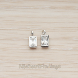 PD.1266 // Mini Framed Cubic Zirconia Pendant, 2 Pc