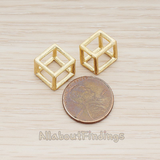 PD.1291-01 // 3D Drawing Brushed Cube Pendant, 2Pc