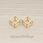 PD.1291-01 // 3D Drawing Brushed Cube Pendant, 2Pc