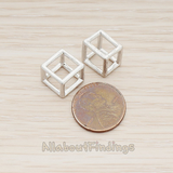 PD.1291-01 // 3D Drawing Brushed Cube Pendant, 2Pc