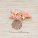 PD.1299 // Flower Petal Shaped Bell Cab Silk Tassel Pendant, 2 Pc