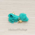 PD.1299 // Flower Petal Shaped Bell Cab Silk Tassel Pendant, 2 Pc