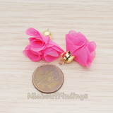 PD.1299 // Flower Petal Shaped Bell Cab Silk Tassel Pendant, 2 Pc