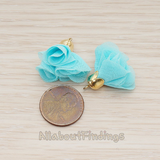 PD.1299 // Flower Petal Shaped Bell Cab Silk Tassel Pendant, 2 Pc