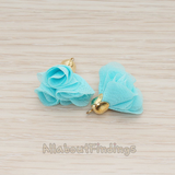 PD.1299 // Flower Petal Shaped Bell Cab Silk Tassel Pendant, 2 Pc