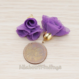 PD.1299 // Flower Petal Shaped Bell Cab Silk Tassel Pendant, 2 Pc