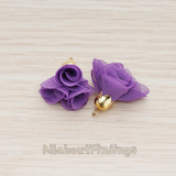 PD.1299 // Flower Petal Shaped Bell Cab Silk Tassel Pendant, 2 Pc