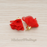 PD.1299 // Flower Petal Shaped Bell Cab Silk Tassel Pendant, 2 Pc