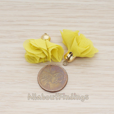 PD.1299 // Flower Petal Shaped Bell Cab Silk Tassel Pendant, 2 Pc