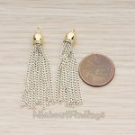 PD.1301 // Chain Gold Plated Bell Cab Tassel Pendant, 2 Pc