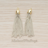 PD.1301 // Chain Gold Plated Bell Cab Tassel Pendant, 2 Pc