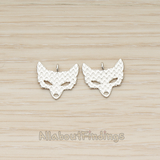 PD.1368 // Wave Textured Fox Mask Pendant, 2 Pc