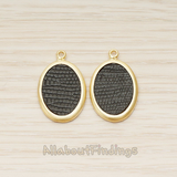 PD.1371 // Framed Oval Leather Pendant, 2 Pc