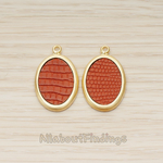 PD.1371 // Framed Oval Leather Pendant, 2 Pc