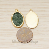 PD.1371 // Framed Oval Leather Pendant, 2 Pc