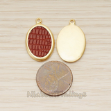 PD.1371 // Framed Oval Leather Pendant, 2 Pc