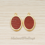 PD.1371 // Framed Oval Leather Pendant, 2 Pc