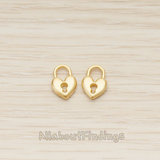 PD.1377 // Mini Heart Shpaed Lock Pendant, 2 Pc