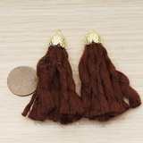 PD.1381 // Wool Round Flower Shaped Cap Top Tassel Pendant, 2 Pc