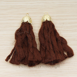 PD.1381 // Wool Round Flower Shaped Cap Top Tassel Pendant, 2 Pc