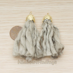 PD.1381 // Wool Round Flower Shaped Cap Top Tassel Pendant, 2 Pc