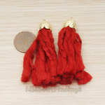 PD.1381 // Wool Round Flower Shaped Cap Top Tassel Pendant, 2 Pc