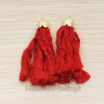 PD.1381 // Wool Round Flower Shaped Cap Top Tassel Pendant, 2 Pc